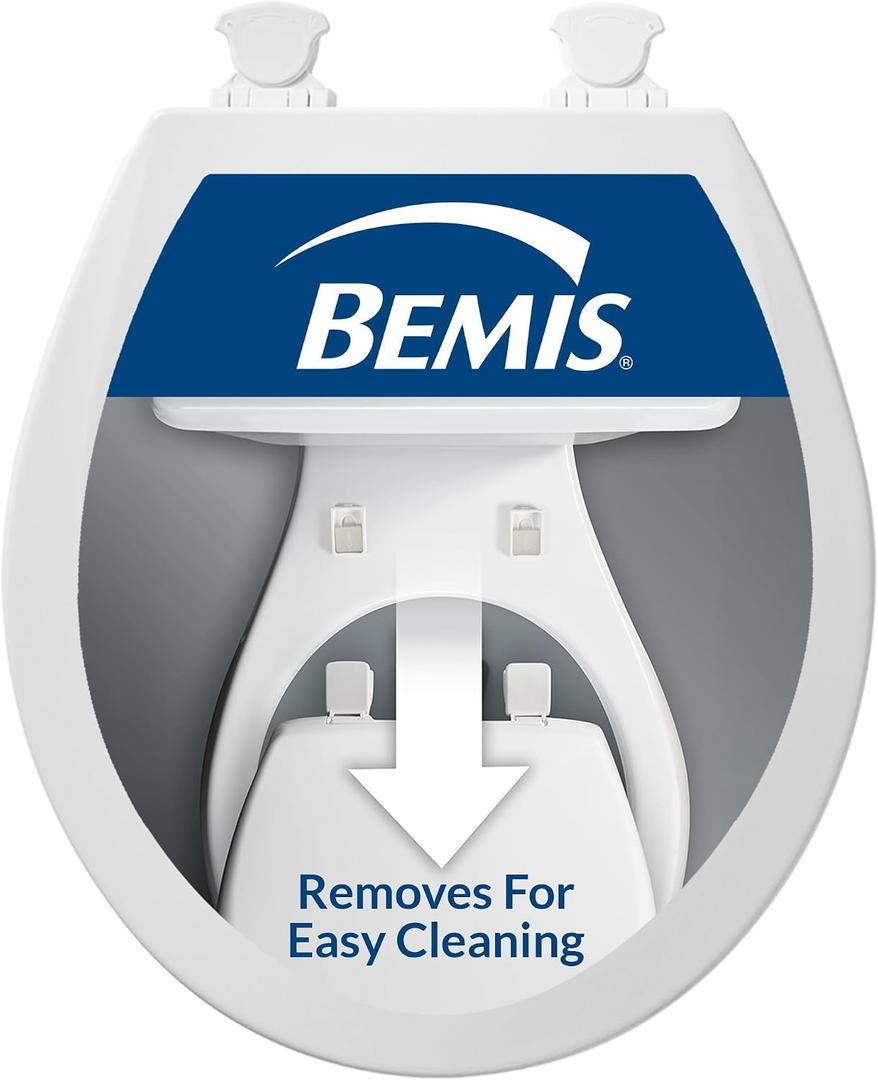 Bemis 730EC Toilet Seat, Removes for Easy Cleaning, Durable Plastic, Made in USA, Round, White