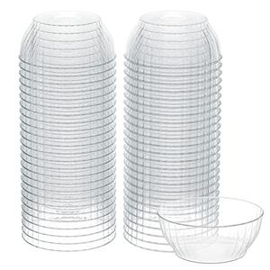 R-kay 6 Oz Clear Plastic Bowls - 100 Pack disposable bowls - Premium Hard Small Plastic Bowls - Heavy Duty Ice Cream Bowls Disposable Dessert Bowls And Salsa Bowls For Party (6 OZ, 100, Count)