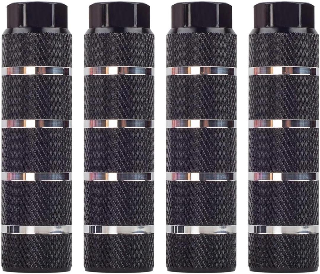 Bike Pegs 4Pcs Aluminum Alloy Anti-Skid Lead Foot Bicycle Pegs 3/8 inch Axles (Black4 strip)