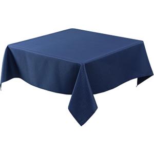 Biscaynebay Textured Fabric Square Tablecloths 70x70 Inches, Navy Water Resistant Card Table Cloth Folding Table Cover for Dining, Kitchen, Wedding and Parties etc. Machine Washable