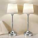 CHLORANTHUS 2 Pack Cordless Table Lamps, 3 Colors Stepless Dimming Fabric Desk Lamp, 6000mAh Rechargeable Battery LED Desk Lamp, Touch Night Light for Bedroom, Dining, Desk, Cafe