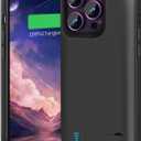 Battery Case for iPhone 14 Pro Max, 6000mAh Rechargeable Extended Battery Charging/Charger Case, Add 100% Extra Juice (6.7 Inches) Black