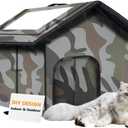 Cat House for Outdoor Cats, Weatherproof Feral Cat House with Mat and Doors, Easy to Put Together, Collapsible Warm Pet Nest Kitty Shelter for Winter, Never Blow Away (14.17" x 13.78" x 15.35", Camouflage)