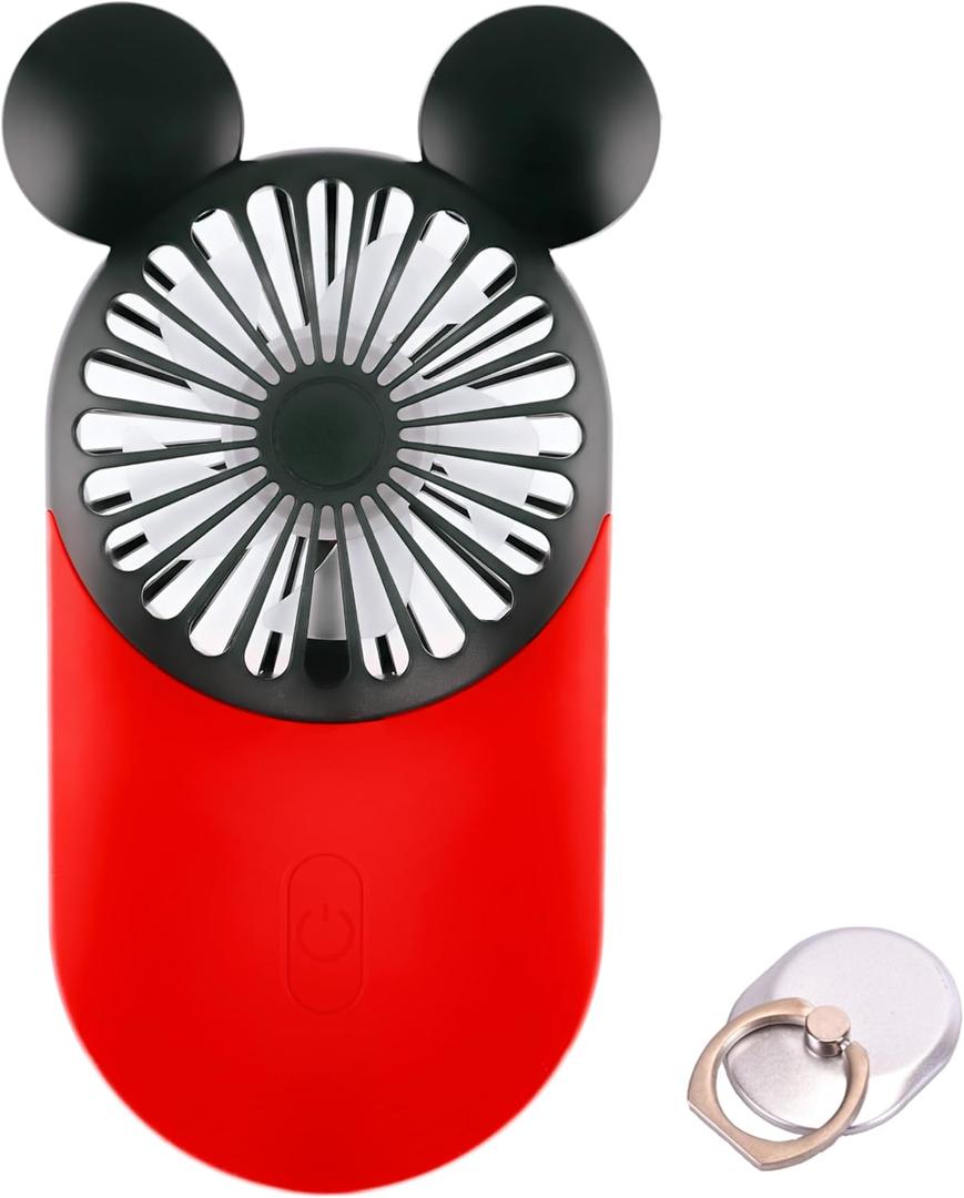 Cute Handheld Mini USB Fan, Rechargeable Portable Fan, 3 Adjustable Speeds and Wearable Accessories, Pocket Size for Indoor Or Outdoor Activities (Red)