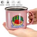 Covzoe Set of 6 Camping Mugs, 15 Oz Ceramic Campfire Coffee Mug in Assorted Colors, Portable Happy Campers Drinking Mug for Tea Milk Picnics Hiking Fishing Travling Lover Gifts, Not Dishwasher Safe