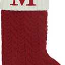 St. Nicholas Square 21-inch Monogram Embroidered Initial Cable Knit Red Christmas Holiday Stocking Letter M