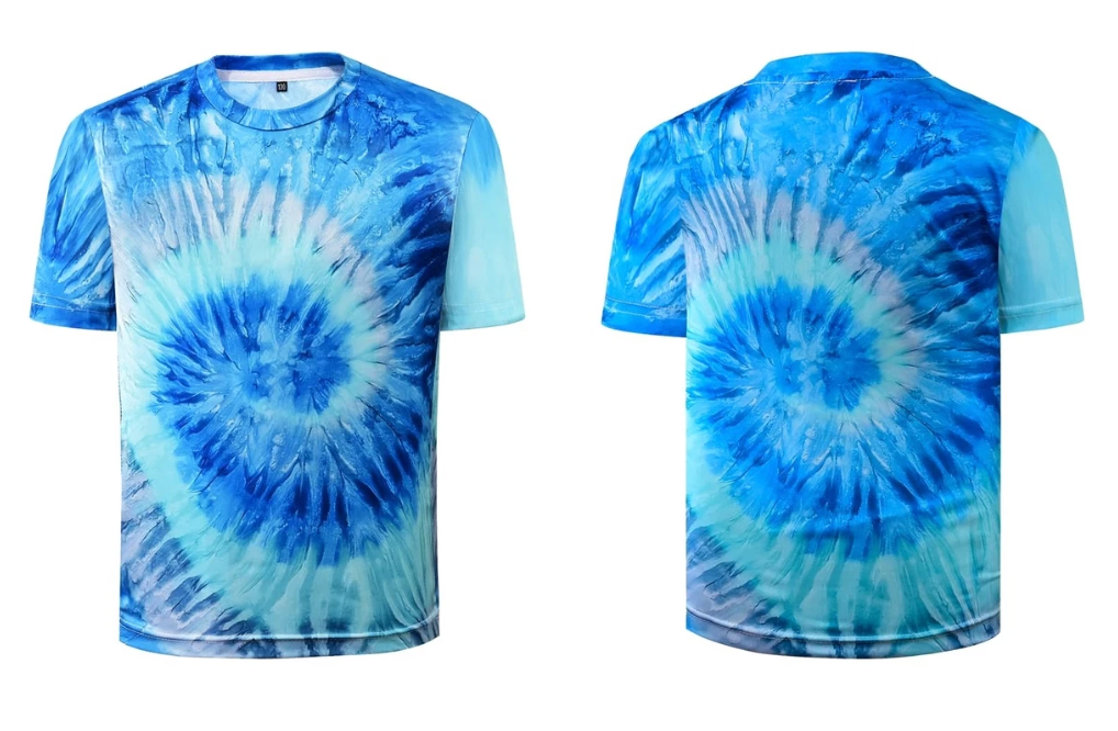 FechDitchly Retro 60s 70s Hippie Boys Costume Set 4Pcs Disco Party Outfit with TieDye Shirt, Peace Necklace for Kids Ages 412 Years (Blue, L)