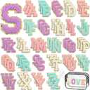 80PCS Chenille Letters Patches, 2.2 Inch Self Adhesive Stickers Patches Varsity Sew On with Gold Glitter Trim, A-Z Multi-Color Letter Patch Sets for Clothing, Bags, Hats, T-Shirt