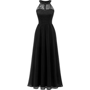 Wedtrend Women's Formal Dress, Halter Long Prom Dress Floral Lace Bridesmaid Dresses, Large