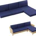 7-Piece Patio Furniture Cushions Set, Replacement Outdoor Cushions for 4-Seat Patio Sectional, Waterproof & Fade Resistant Deep Seat Cushion for Outdoor Sofa, Navy Blue