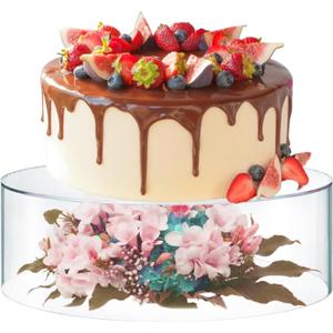 Clear Acrylic Cake Stand, 12 Inch Round Cupcake Display Holder, Dessert Display Stand with Hollow Bottom, Cake Riser for Wedding Birthday Party Christmas