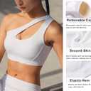 RUNNING GIRL Womens One Shoulder Sports Bras Workout Left Strap Yoga Bras Cute Medium Support Crop Top (White, L)