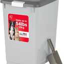IRIS USA Dog Food Storage Container with Wheels, Airtight Lid, 2-Cup Scoop, Up to 54 Pounds Pet Food Storage, Built in Scoop Storage in Lid, Versatile Pet Food Bin, Portable, BPA Free, Gray/Dark Gray, 54 Lbs