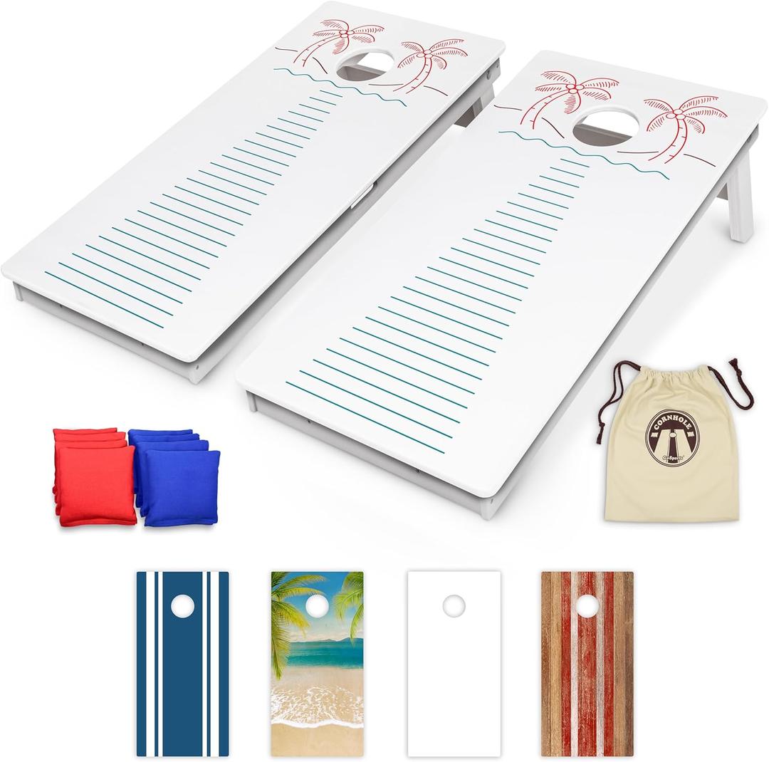 GoSports 4 x 2 ft Commercial Ultra Durable Cornhole Board Set  All-Weather Regulation Size, Ready-to-Play for Family Backyard Games, Tailgates, Outdoor Party, and Venues (Palms)