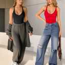 MANGOPOP Women's Ribbed Tank Tops V Neck Racerback Camisole Summer Slim Fit Workout Sleeveless 2026 Trendy Top (Red, S)