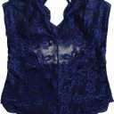 SOLY HUX Women's Floral Lace Scalloped Trim Criss Cross Back Lingerie Teddy Bodysuit L