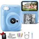 Kids Camera Instant Print, 3.0" HD 32MP Birthday Gifts for 3-12 Year Old Girls Boys, 1080P Digital Camera for Toddler Children, Portable Toy with 32GB SD Card-Blue