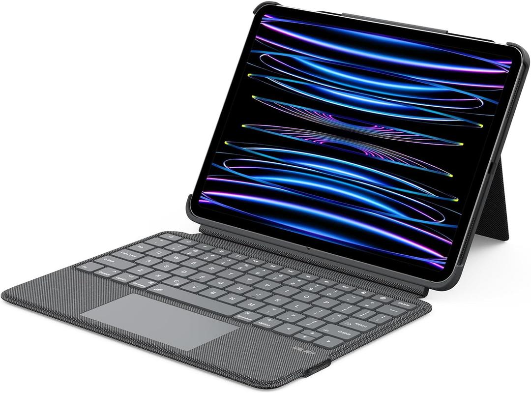 CHESONA for iPad Pro 11 Detachable Case Keyboard, for iPad Pro 11 inch, Air 5th/4th 10.9 inch, Backlit - Touchpad - Pencil Holder, Vertical/Landscape, Gray