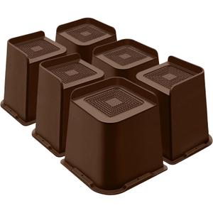 ANNKUT Bed Risers 6 Inch Heavy Duty, Furniture Risers for Bed Desk Table Sofa Couch,Oversized Bed Lifts Risers,Support up to 5000 Lbs(6 Pack Brown)