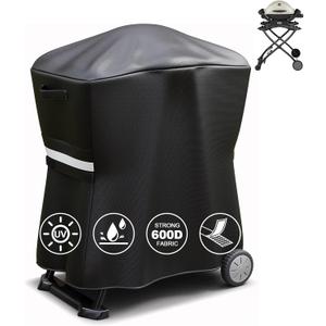 QuliMetal 7113 Grill Cover for Weber Q100 Q120 Q1000 Q1200 Q200 Q220 Q2000 Q2200 Q2400 Q2800N+ Series Gas Grills, Heavy Duty BBQ Gas Grill Cover, 600D (32", Black)