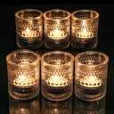 HOXHA 6 Pack Glass Votive Candle Holders Clear Tealight Candle Holders in Bulk Vintage Table Centerpieces for Floating Candles Home Table Decor Wedding Receptions (6)