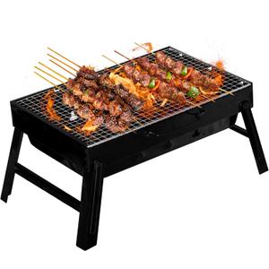 Gardenised Portable Charcoal Grill Foldable Stainless Steel BBQ for Camping Backyard Tailgating Hiking Picnic Travel Beach Parties Garden Gatherings Poolside Cooking Skewers & Outdoor Barbecues, Small