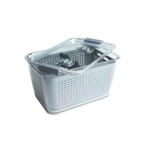 Kitchen Spaces Colander Stackable Food Storage Bin, Large, Gray, 11"L x 7"W x 9"H