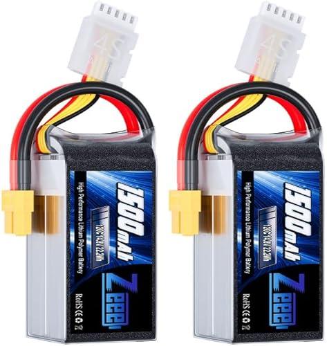 Zeee 4S Lipo Battery 1500mAh 14.8V 120C Graphene Battery with XT60 Plug for FPV Drone Quadcopter Helicopter Airplane RC Boat RC Car RC Models(2 Pack)