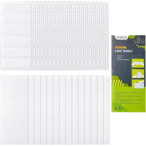 120 Pack Clear 3-Ring Binder Spine Label Holder Stickers with 126 Blank White Inserts, Self-Adhesive Pocket Sleeves for Small Business, Office Supplies (1x3 in)