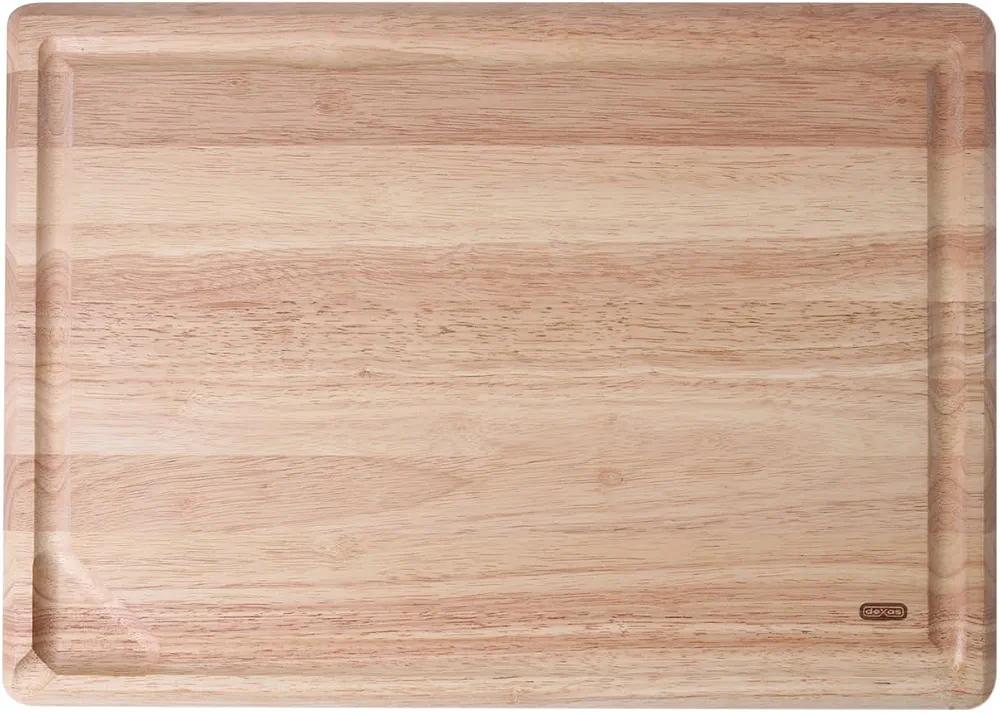 Dexas Rubberwood Pour Spout Cutting Board – 21" x 15" x 1" | Juice Groove, Easy-Pour Corner, Heavy-Duty Wood Board for Carving & Chopping