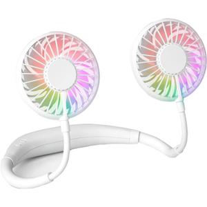 Neck Fan, Hands Free Personal Fan 2600mAh, Hang Around Neck Fans, Wearable Small Fan for Outdoor Working Battery Powered Over 12 Hours Constant Cool (White)
