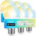 Linkind Matter Smart Light Bulb, Tunable Soft White to Daylight, Compatible with Alexa/Apple Home/Google Home/AiDot, 2.4GHz Wi-Fi Bluetooth, 800LM 60W Equivalent, A19 E26 6-Pack