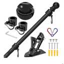 ZMTECH Flag Pole - Upgraded Bracket, 6 FT Stainless Steel Flag Poles for Outside House, Residential or Commerical, Tangle Free Flag Pole Kit for American Flag (Without Flag, Black)