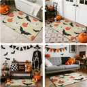 Halloween Bath Mat, Thin Bathroom Rug Non Slip Quick Dry Pumpkin Bath Mat Fits Under Door Thin Floor Mat Halloween Decor, 17''x30'', Pumpkins Bats and Ghost (1'5" x 2'6" (Rectangular))