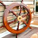 Brainmart 18” Nautical Ship Wheel, Wooden Boat Ship Steering Wheel, Handcrafted Beach Room Décor, Ocean Themed Décor for Living Room, Bedroom, Outdoor (Brown Natural)