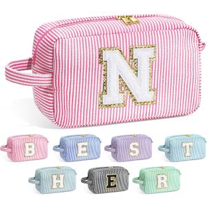 YOOLIFE Personalized Gifts for Mom - Initial Makeup Bag Cosmetic Bag Toiletry Pouch, Personalized Birthday Gifts for Mom Grandmother Stepmother, Mother In Law Gifts, Mothers Day Gifts, Pink N