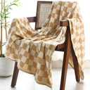 Folkulture Throw Blanket for Couch 50" x 60" |100% Recycled Cotton Couch Chritmas Throw Blanket for Chair, Boho Throws Blankets for Bed,Sofa, Lightweight| Guest Room Must Haves Blanket | Biscuit