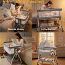 4-in-1 Baby Bassinets Bedside Sleeper, Bedside Bassinet with Wheels, 6-Height Adjustable Bassinet with Soft Mattress, Mosquito Net, Soothing Toy for Newborns & Infants(Grey)