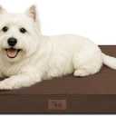 Outdoor Dog Bed for Small Dogs & Cats, Waterproof Dog Crate Mat Orthopedic Egg Crate Foam with Washable Removable Oxford Cover, Brown (23.0"L x 17.0"W x 2.5"Th)