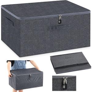 Briwooody Discreet Lockable Toy Bag Storage Organizer Toy Bag Storage Bins Case with Zipper Lid for Women and Men Clothes Container (Gray,23.6 x 15.8 x 11.8 Inch)