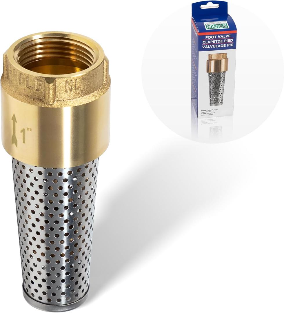 1 Inch Foot Valve with Backflow Prevention, Universal One-Way Female Pipe Thread Check Valve, Lead-Free Brass Construction for Lakes Wells and Ponds Filtering