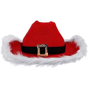 Christmas Cowboy Hat Xmas Cowgirl Hat for Photo Props Gift Stage Performance Red