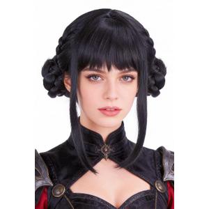 Purple Black Double Braid Wig Anime Cosplay Wigs for Girls Halloween Costume Wig