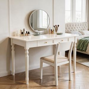 Walnut Solid Wood Writing Desk with Drawer, 39" Small Vintage Vanity Desk
Solid Wood French style Computer Desk 100% Solid Wood for Home Office, Living Room Study Multi Function Easy To Assemble