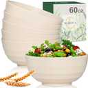 Wrova Wheat Straw Bowls Set 60 OZ, Unbreakable Large Beige Bowls Set of 6, Microwave & Dishwasher Safe Big Cereal Bowl for Picnic and Party BPA Free Salad Bowl for Serving Oatmeal and Popcorn (Beige)