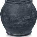 Briful Rustic Vintage Ceramic Pottery Vase, 6.1'' Farmhouse Table Decor with Distressed Texture, Wide Mouth Decorative Jar Vases for Home Decor, Shelf & Entryway, Black