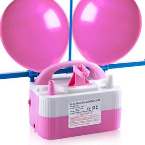 QIPUMP Balloon Pump Electric,110V 600W Balloon Blower Inflator Dual Nozzle Air Pump Balloons Inflator for Decoration, Party, Sport,Gifts:2 Balloon Tying Tools (White and Pink)