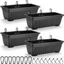 4 Pack 12 Quart Large Feed Trough Goat Horse Feeders Plastic Hanging Feeder with Clips and Nylon Cable Tie Water Trough Supplies Dog Horse Hog Pig Livestock Poultry for Large Animal Black