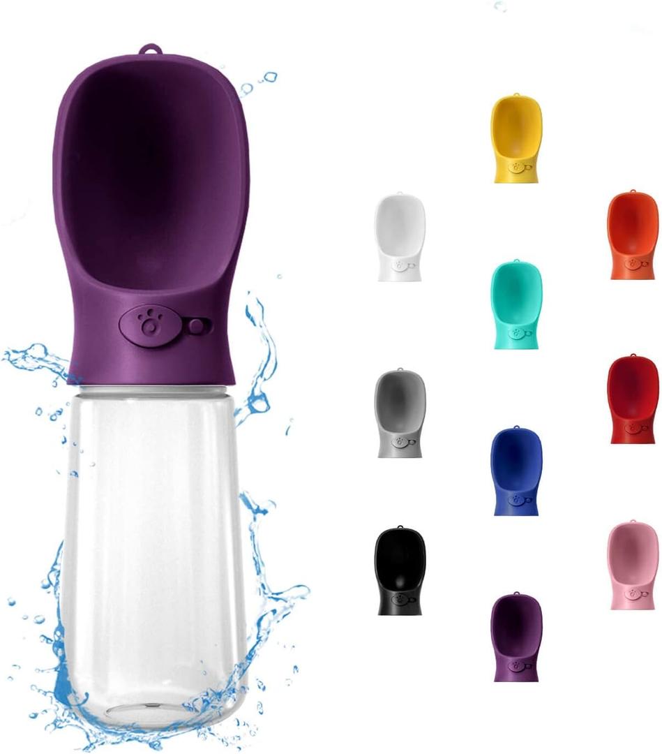 WePet Portable Dog Water Bottle, 19 OZ, Leak Proof Puppy Water Dispenser with Drinking Feeder for Pets Outdoor Walking, Hiking, Travel, Food Grade Plastic (#05 Violet)