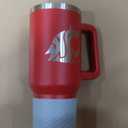 Logo Brands NCAA 40 oz Tumbler with Handle -Stainless Steel Insulated Travel Tumbler with Straw Lid – Powder Coated, Leak-Resistant, Keeps Drinks Hot/Cold – Great for Tailgating or Everyday Use